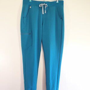 FIGS Zamora Jogger Scrub Pants Teal Color Cargo Pockets Women's Medium-Tall